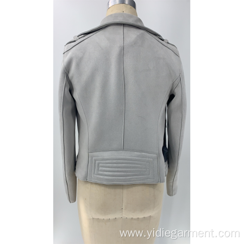 China Women's Grey Faux Suede Jacket Factory